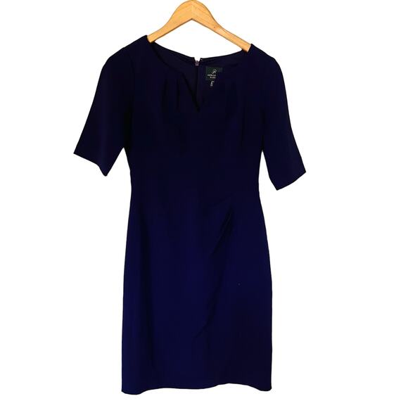 Adrianna Papell Split Neck Side Pleated Sheath Dress Size 4 Purple - Picture 8 of 8